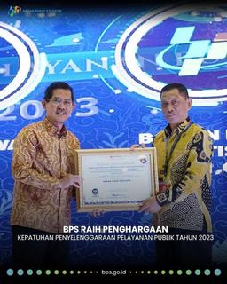 BPS Raih Penghargaan Kepatuhan Penyelenggaraan Pelayanan Publik Tahun 2023