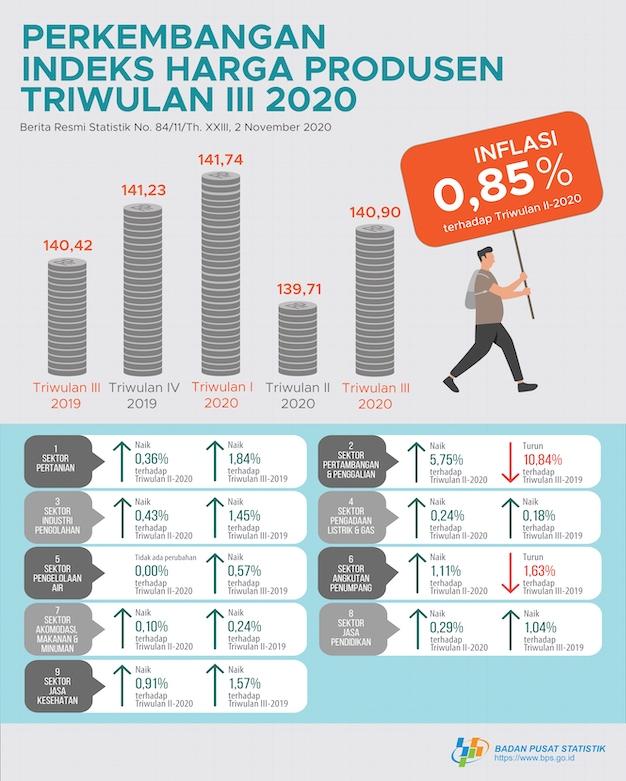 Producer Prices Underwent Inflation of 0.85 percent in the Third Quarter of 2020