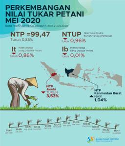 Nilai Tukar Petani (NTP) Mei 2020 Sebesar 99,47 Atau Turun 0,85 Persen