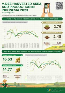 Shelled Maize Harvested Area In 2023 Is Around 2.48 Million Hectares. Dry-Shelled Maize Production With A 14 Percent Moisture Content In 2023 Is Approximately 14.77 Million Tons.