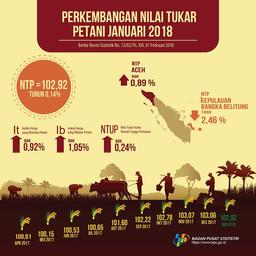 Nilai Tukar Petani (NTP) Januari 2018 Sebesar 102,92 Atau Turun 0,14 Persen